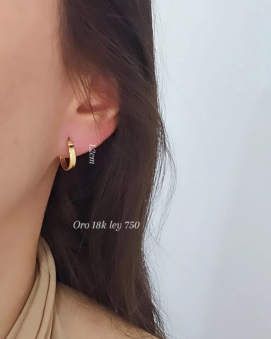 Candongas 1.2cm lisas, oro 18k ley 750