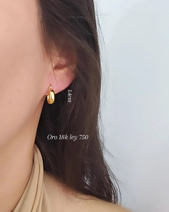 Candongas colada 1.4cm, oro 18k ley 750