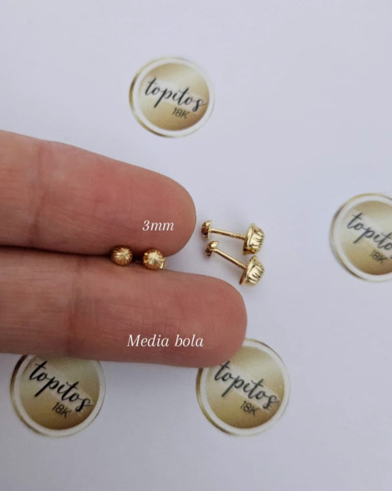 Topos media bola 3mm diamantados