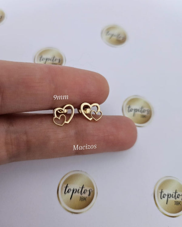 Topos corazones dobles 9mm macizos