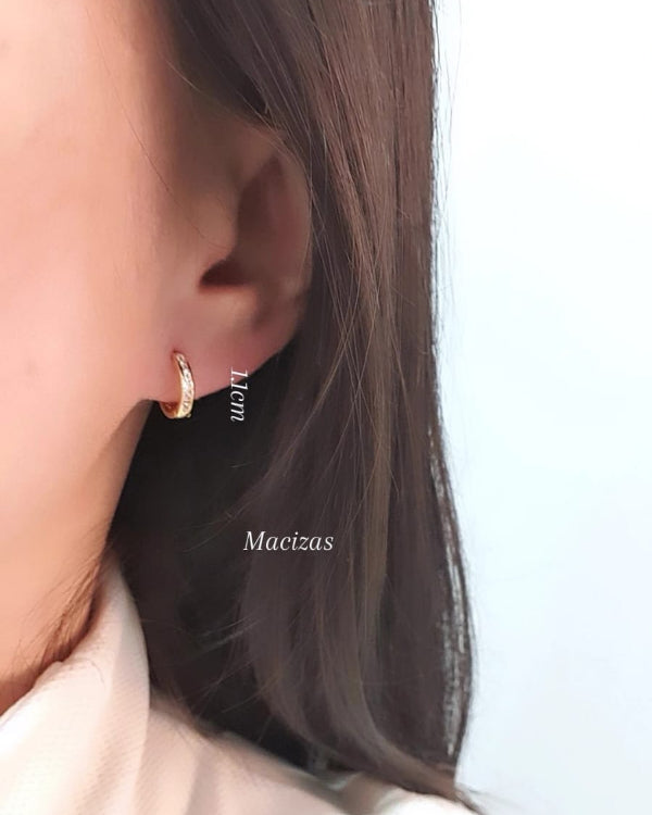 Candongas 1.1cm macizas, con zircones