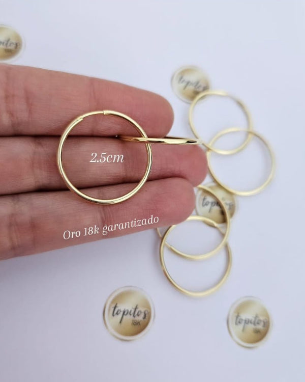 Candongas 2.5cm lisas, macizas