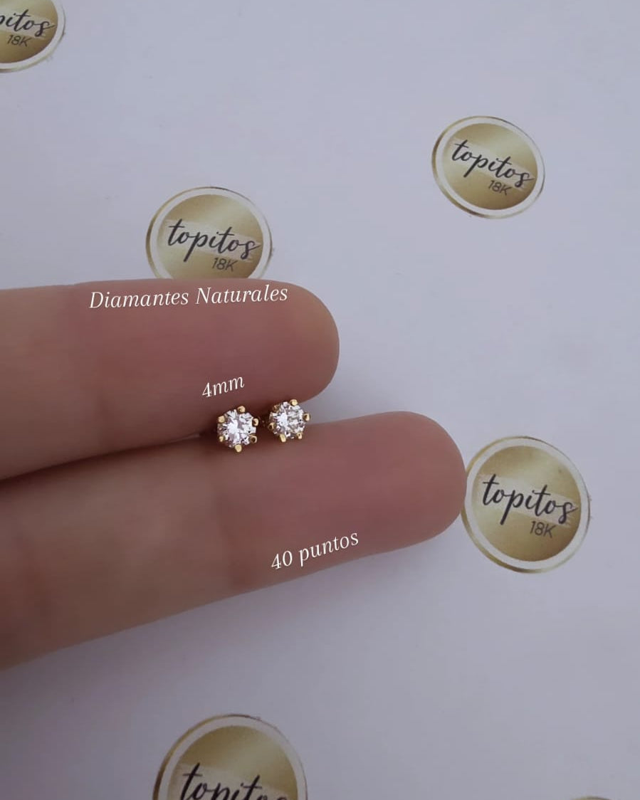 Topos Diamantes Naturales 4mm, 40ptos, caja maciza