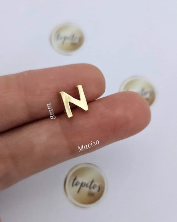 Dije letra N 8mm macizo