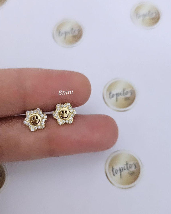 Topos flores macizas 8mm carita feliz