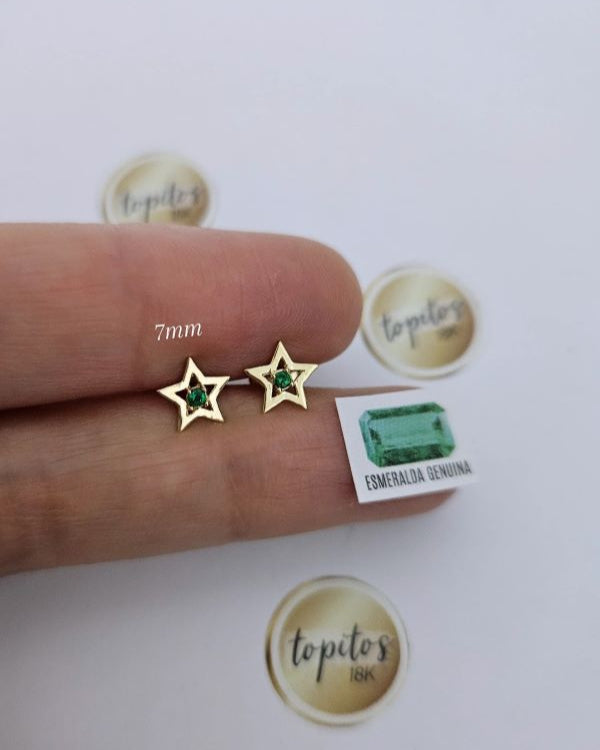 Topos Estrellas macizas 7mm, Esmeraldas Naturales