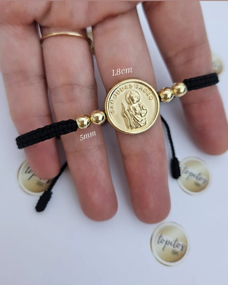 Pulsera San Judas Tadeo 1.8cm y bolas 5mm lisas