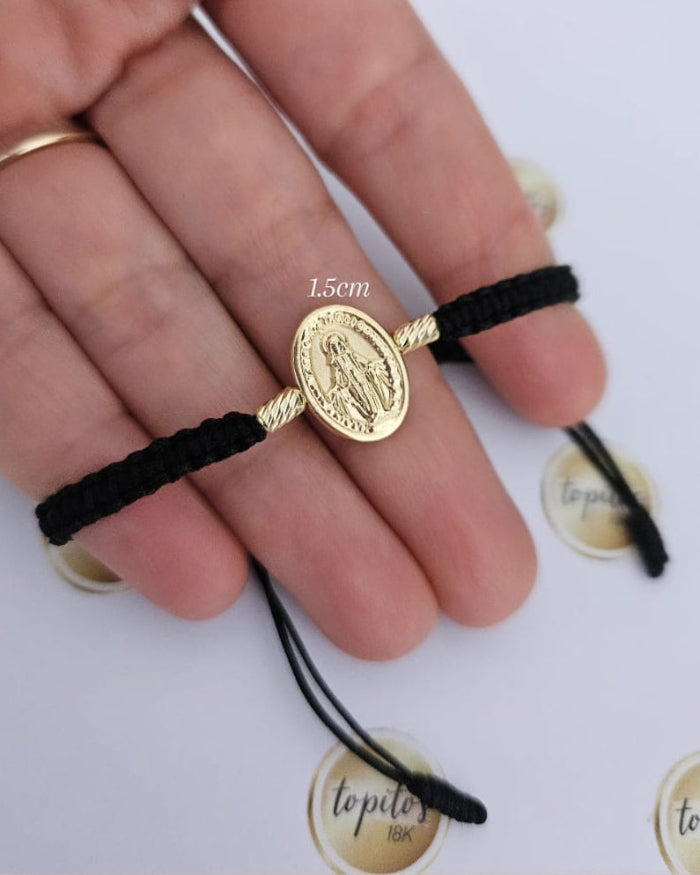 Pulsera Virgen Milagrosa 1.5cm y cilindros diamantados 5mm