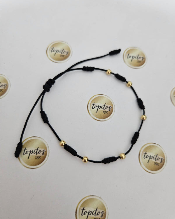 Pulsera 7 nudos, 6 bolas 3mm