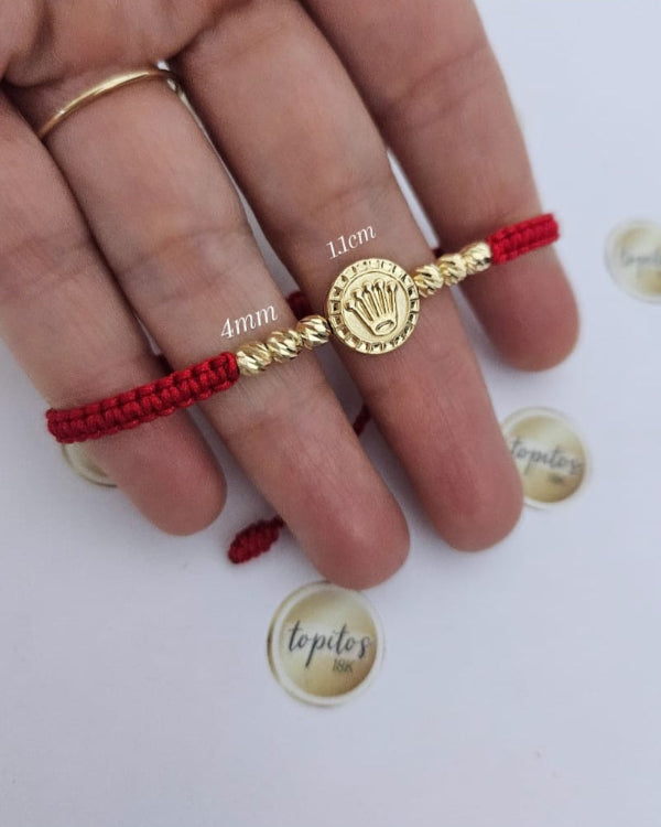 Pulsera Mujer Corona Rol 1.1cm y bolas 4mm