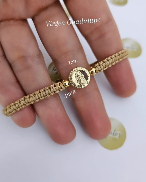 Pulsera Virgen Guadalupe 1cm, bolas 4mm