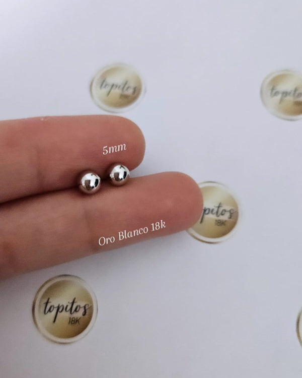 Topos Bola 5mm Oro Blanco 18k