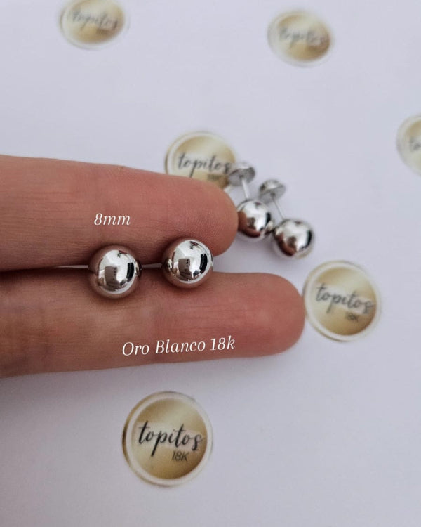 Topos Bola 8mm Oro Blanco 18k
