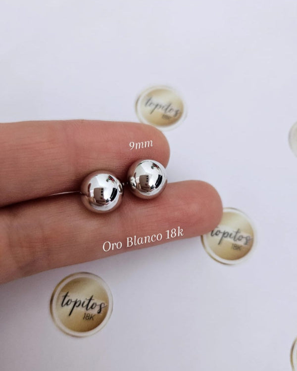 Topos Bola 9mm Oro Blanco 18k