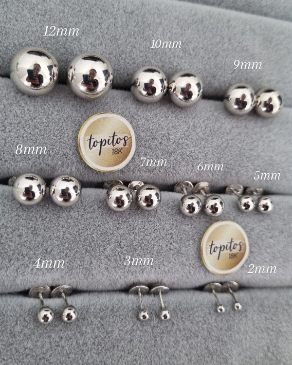 Topos Bola 10mm Oro Blanco 18k
