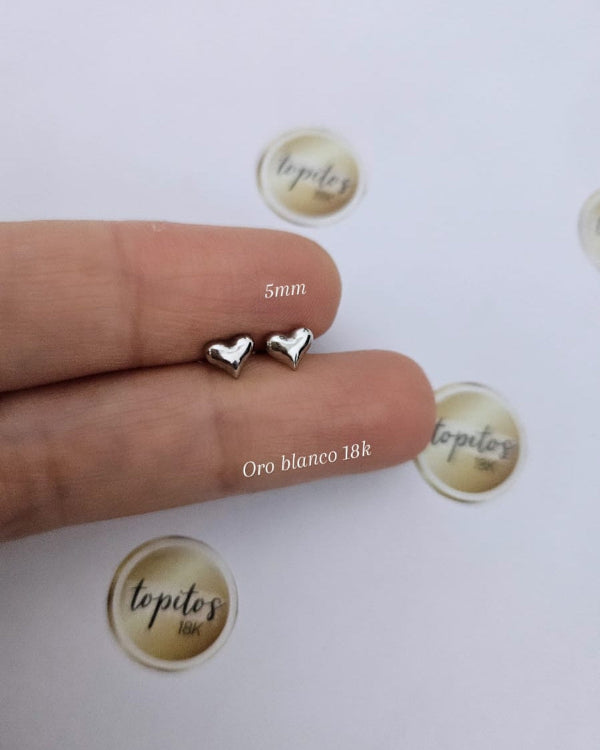Topos Corazones 5mm Oro blanco 18k