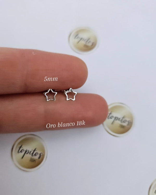 Topos Estrellas silueta 5mm Oro Blanco 18k