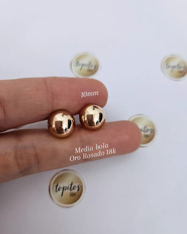 Topos Media Bola 10mm Oro Rosado 18k