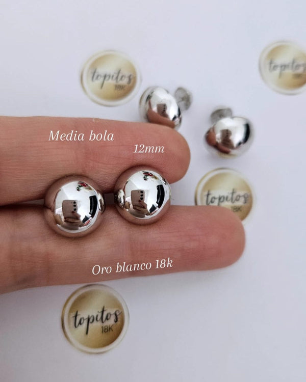 Topos Media Bola 12mm Oro Blanco 18k