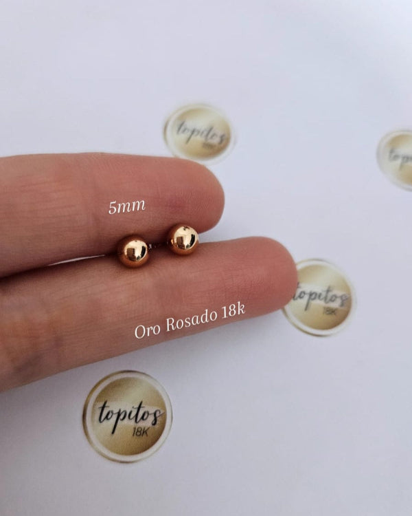 Topos bola 5mm Oro Rosado 18k