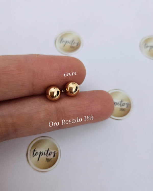 Topos bola 6mm Oro Rosado 18k