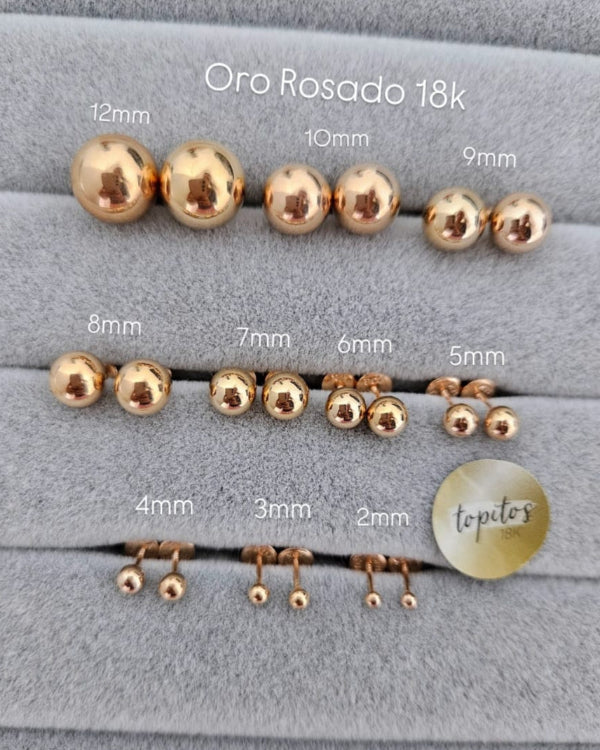 Topos bola 12mm Oro Rosado 18k