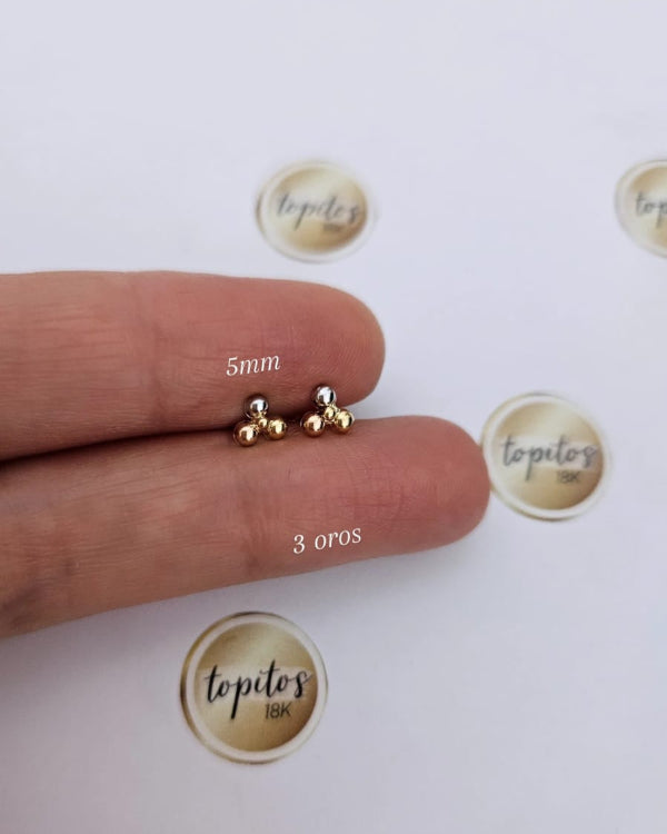 Topos trebol 5mm mini, 3 oros macizos