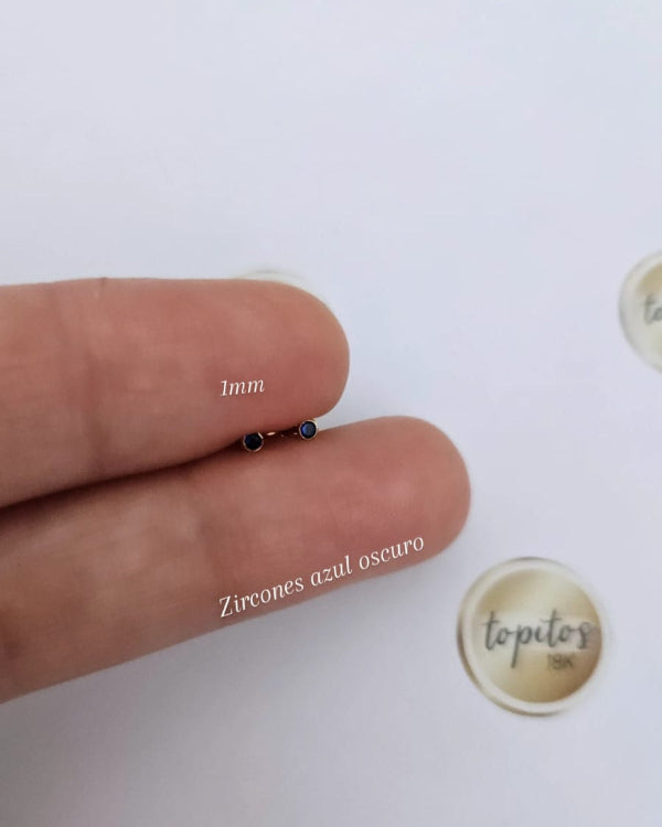 Topos zircones bisel 1mm azul oscuro