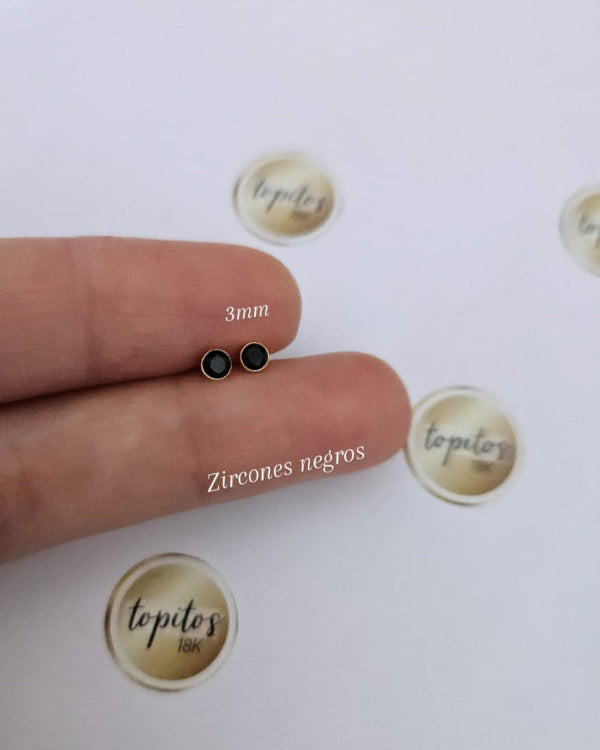 Topos zircones bisel negros 3mm