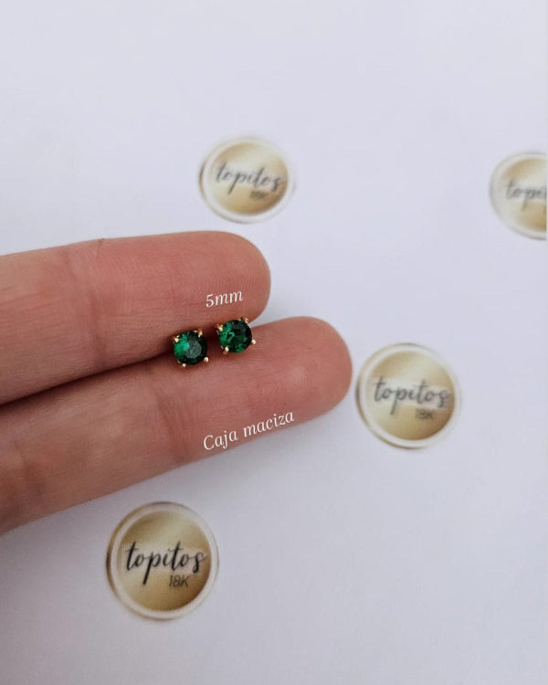 Topos zircones verdes 5mm, caja maciza
