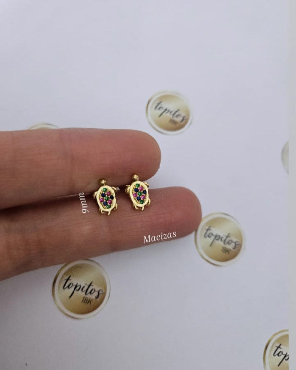 Topos Tortuga 9mm macizas, piedras zircones