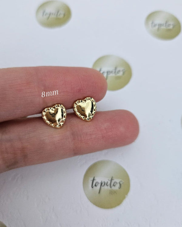 Topos Corazones 8mm bordeados lisos