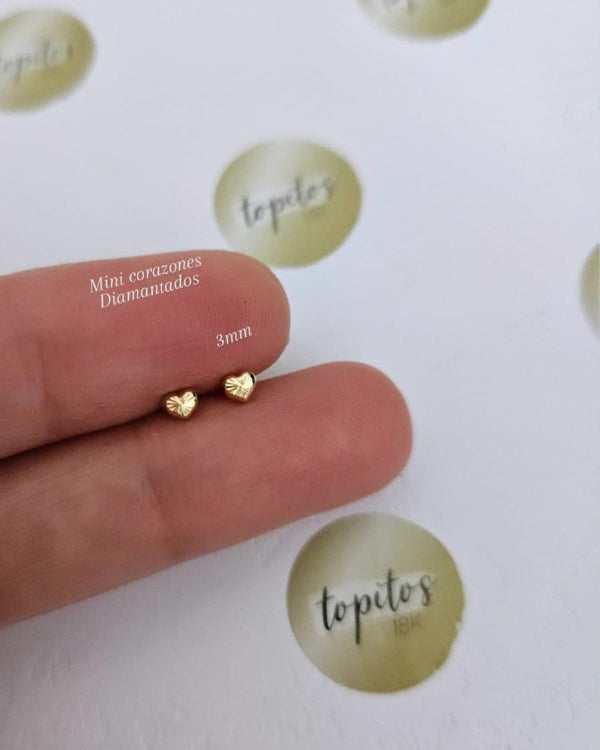 Topos mini corazones 3mm, diamantados