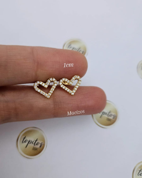 Topos Corazones 1cm con zircones