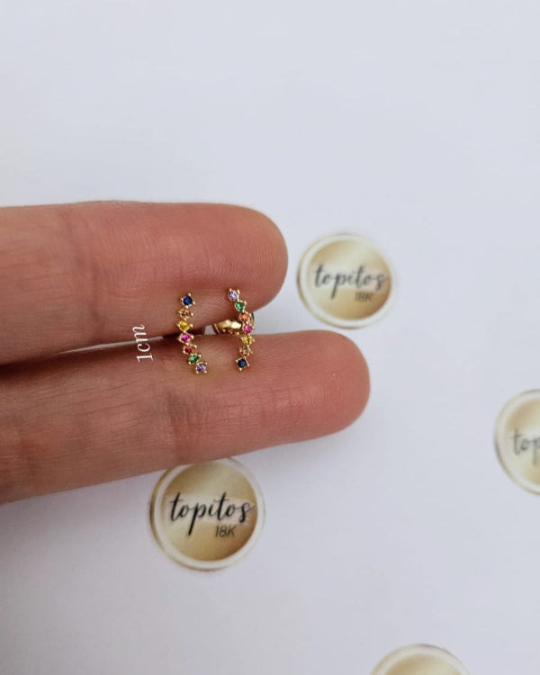 Topos Orejeros 1cm zircones multicolor