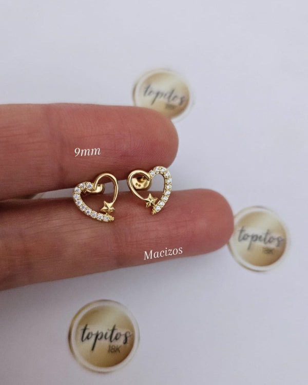 Topos Corazones y estrella 9mm, macizos