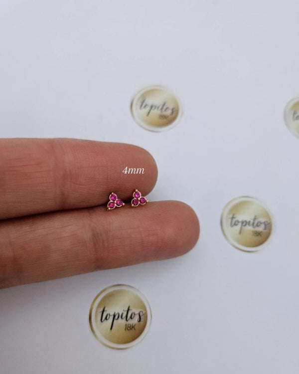 Topos trebol 4mm fucsia, macizos