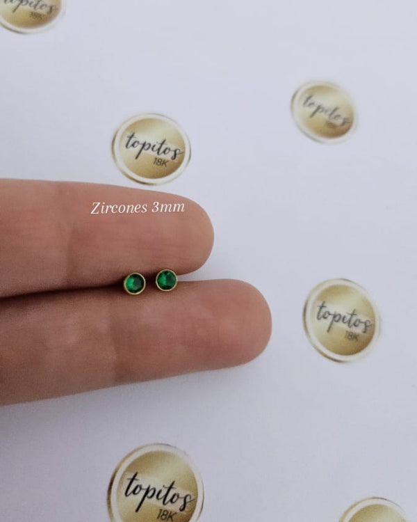 Topos zircones bisel 3mm verdes