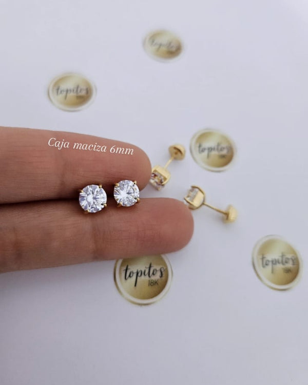 Topos zircones 6mm, caja maciza tipo cartier