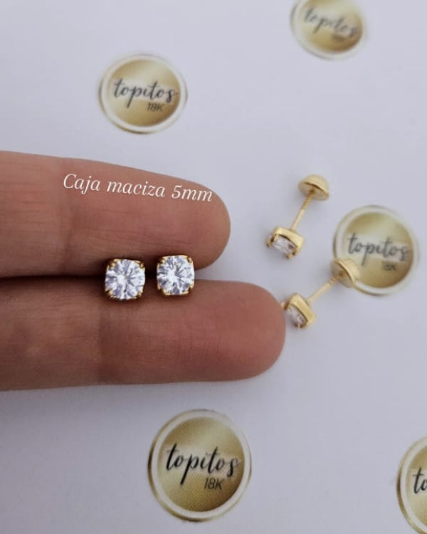 Topos zircones 5mm, caja maciza tipo cartier