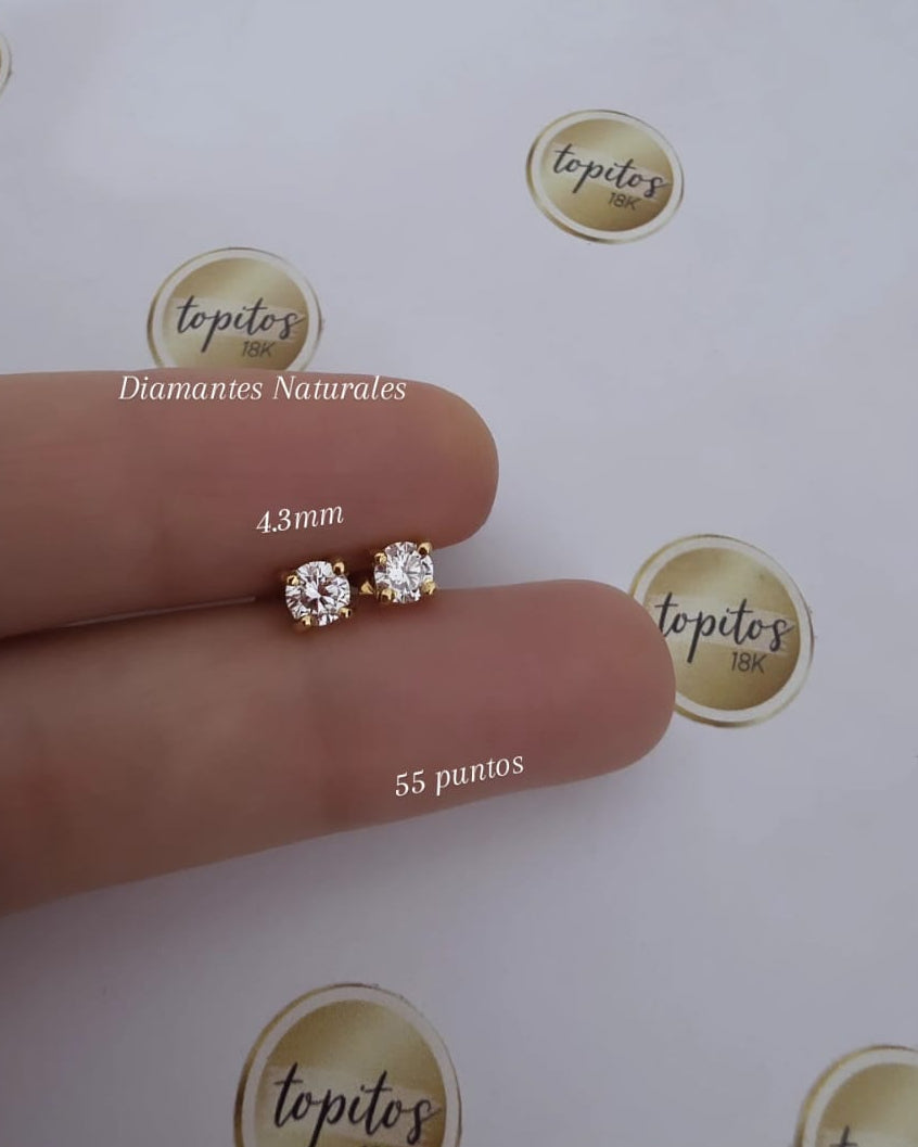 Topos Diamantes Naturales 4.3mm, 55 ptos, caja maciza