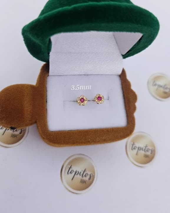 Topos mini flores 3.5mm, zircon fucsia