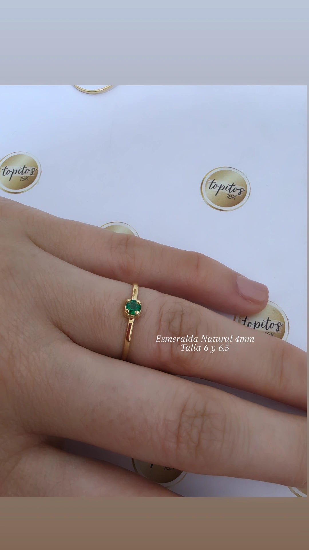 Anillo Esmeralda Natural 4mm