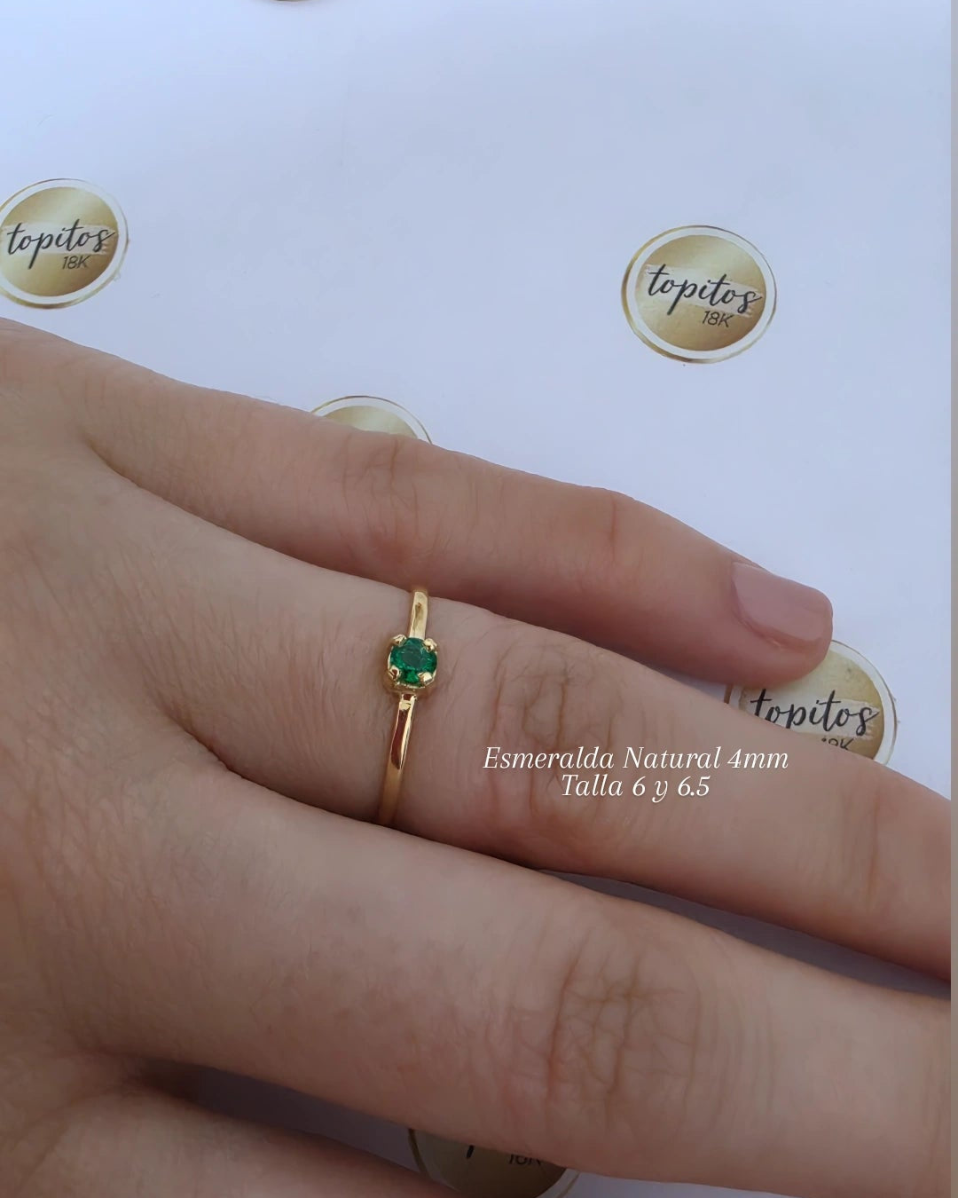 Anillo Esmeralda Natural 4mm