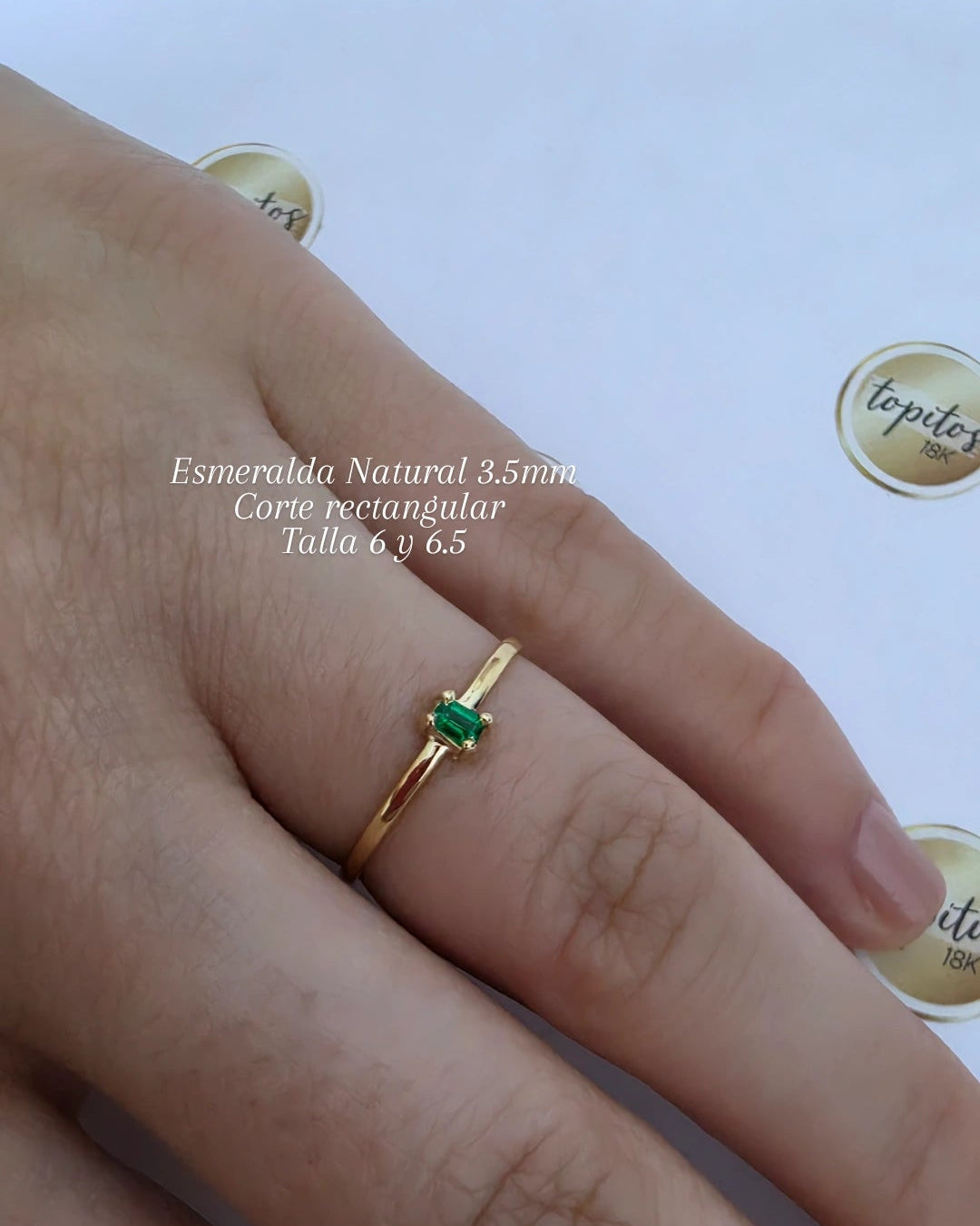 Anillo Esmeralda Natural corte rectangular 3.5mm