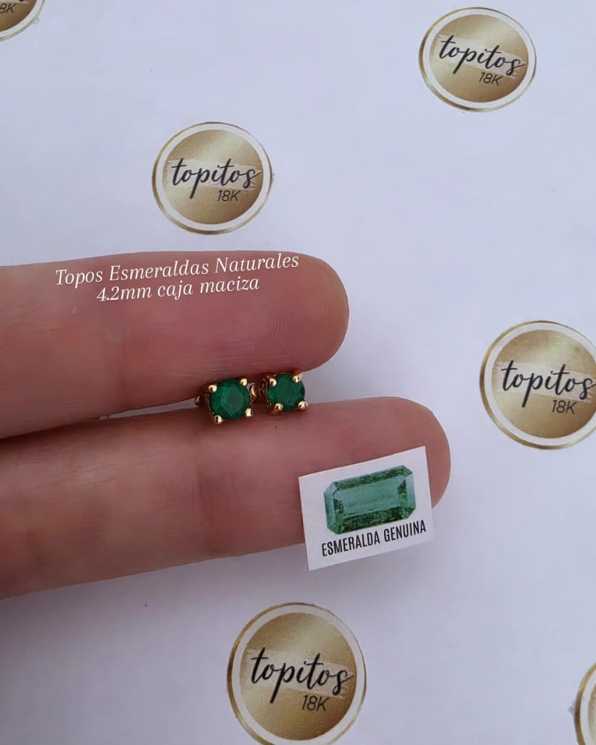 Topos Esmeraldas Naturales 4.2mm, caja maciza 4 uñas