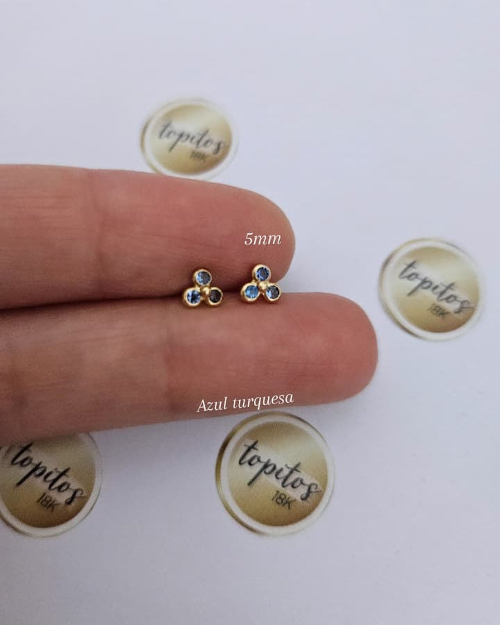 Topos trebol 5mm azules turquesa