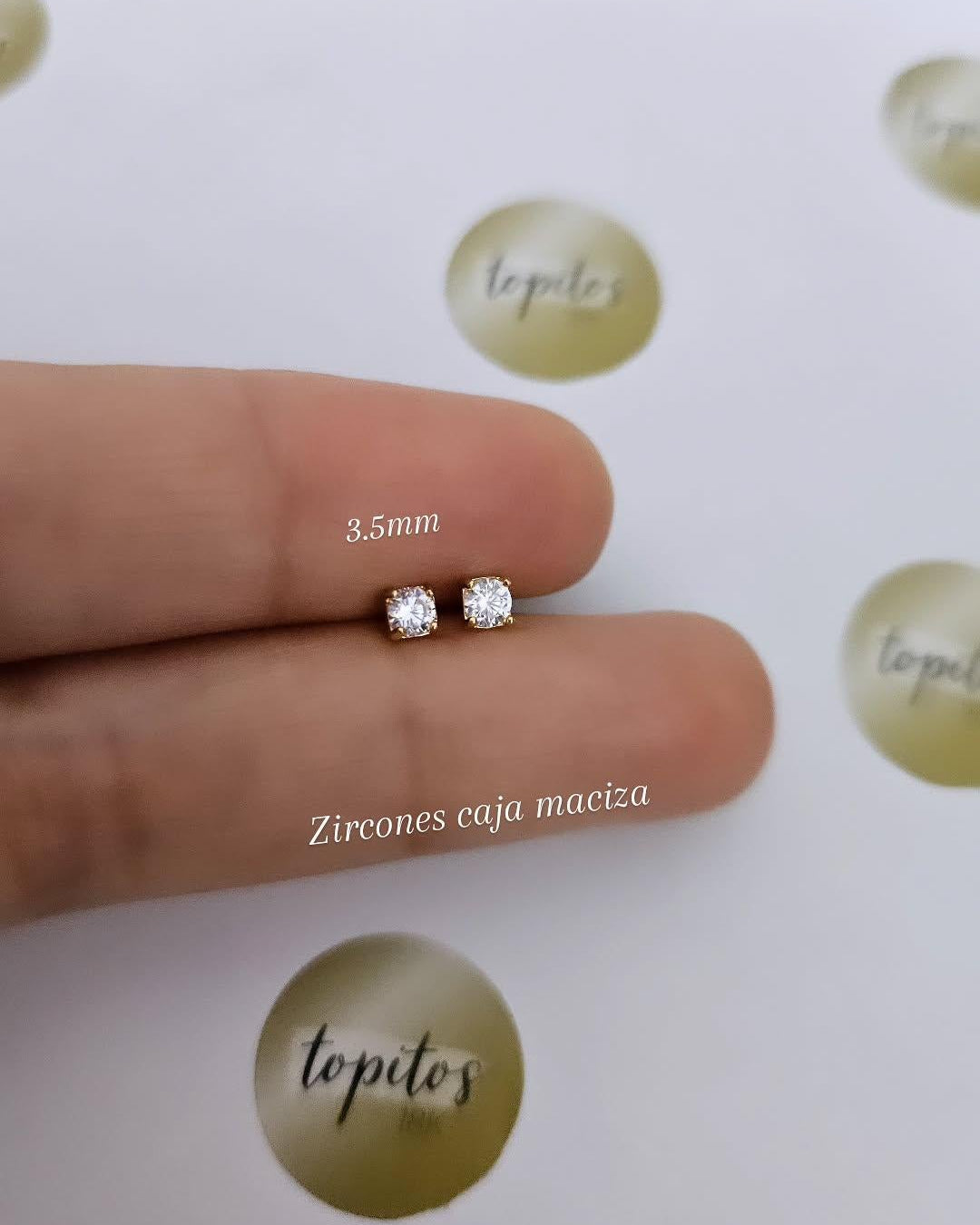 Topos zircones 3.5mm caja maciza