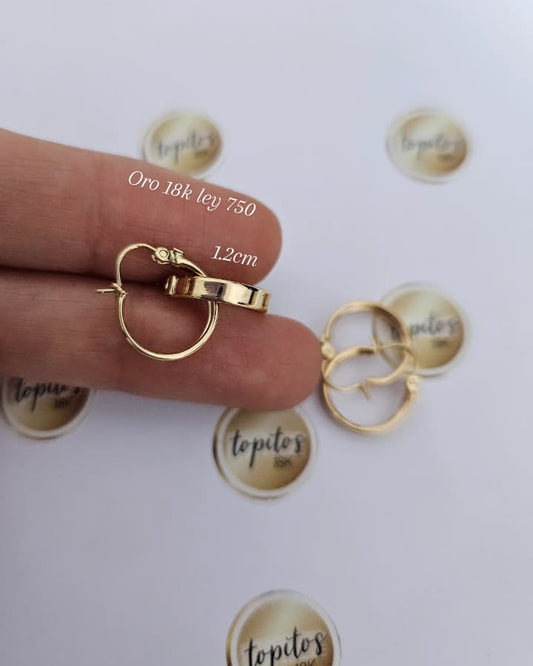 Candongas 1.2cm lisas, oro 18k ley 750