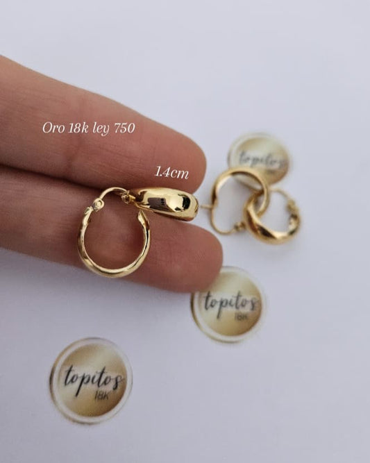 Candongas colada 1.4cm, oro 18k ley 750
